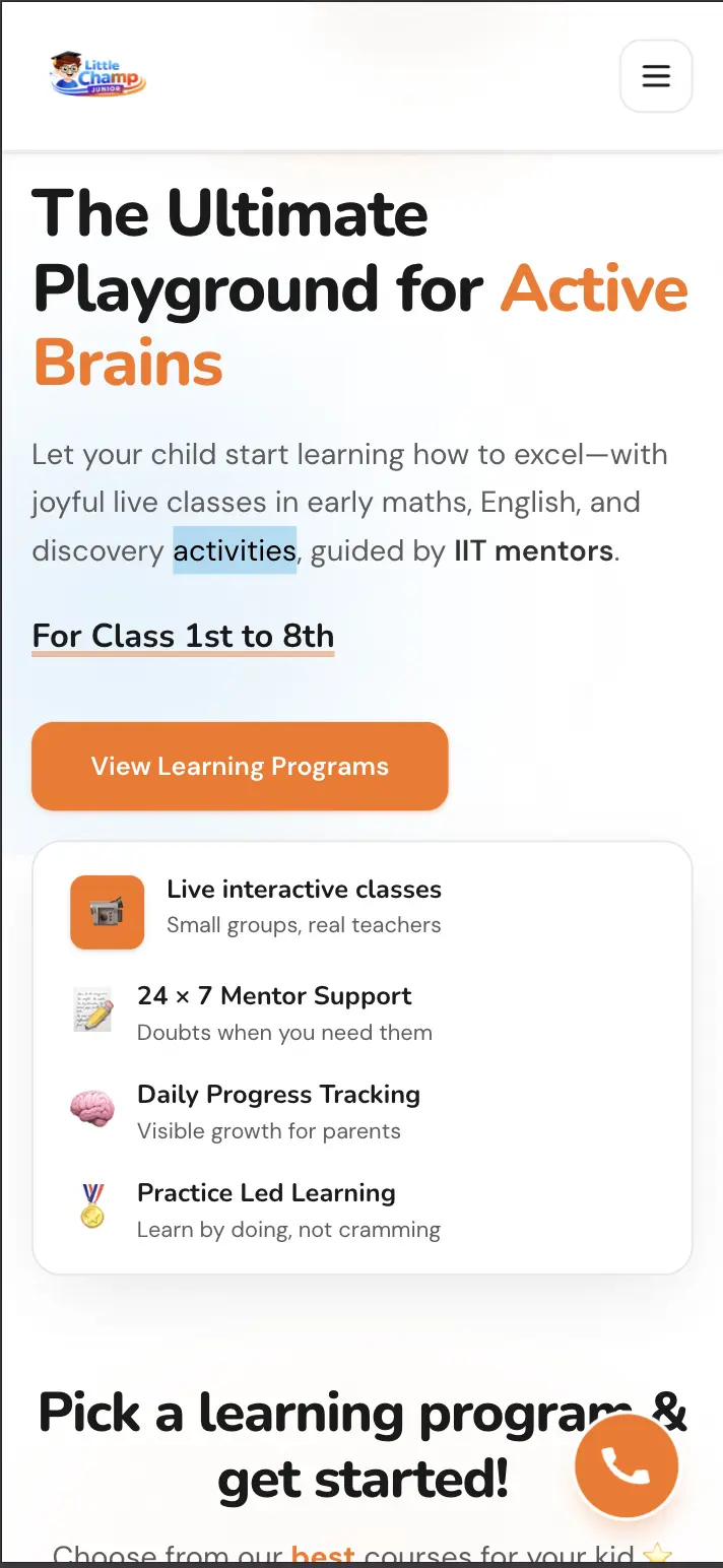 LittleChamp Classes app preview